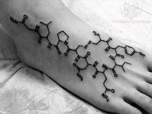 Molecule Tattoo On Right Foot